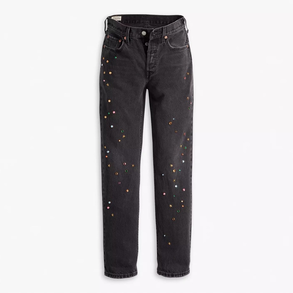 Levi's Black Straight-Leg Jeans with Multicolor Star Studs
